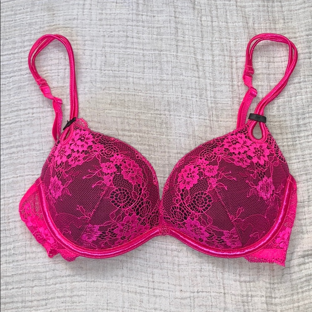 Victoria secret hot pink lace bra